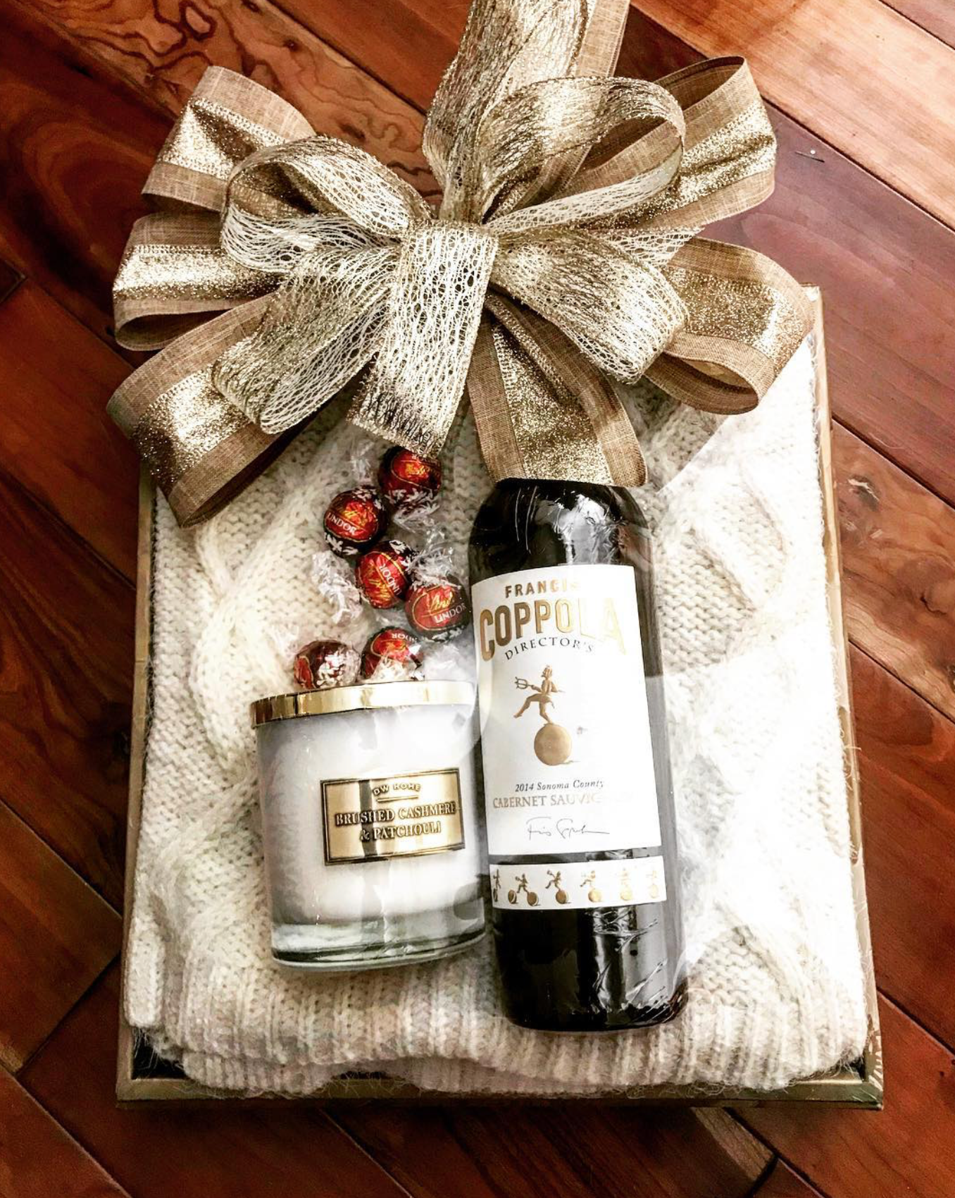Cozy Wine Blanket, Candle and Truffles Gift Box