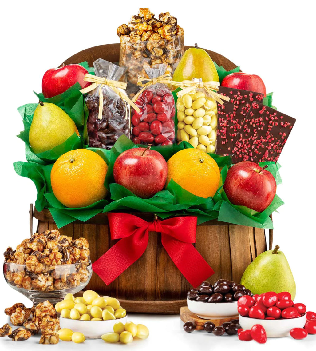 Orchard Fruit And Chocolates Gift Basket